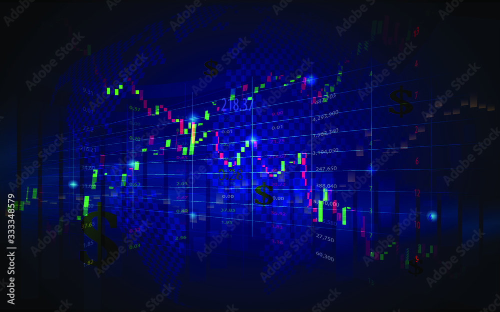 Stock market or forex trading candlestick graph in graphic design ...