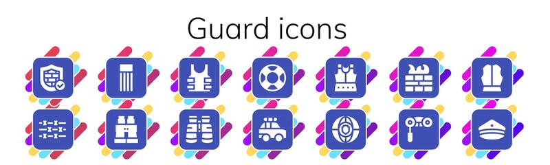 Wall Mural - Modern Simple Set of guard Vector filled Icons