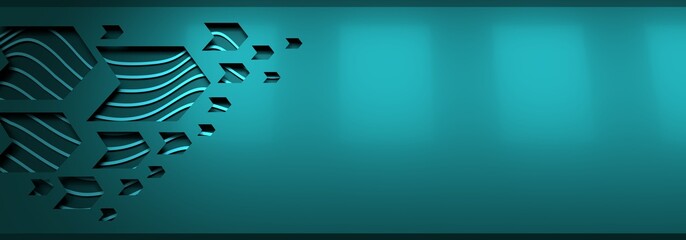 Wall Mural - Trendy banner template or website headers with abstract geometric background. 3D rendering