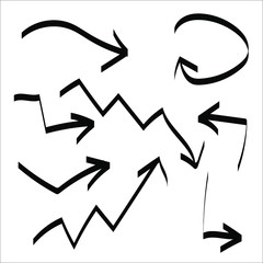 Poster - Arrows vector collection with doodle style and black color. Vector EPS 10. Abstract elements for business infographic. Navigation symbol system. 