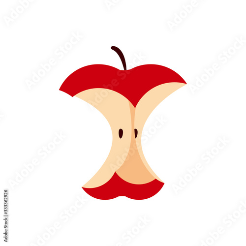 Fotografía an eaten apple single isolated on white, icon red apple eating sequence, bitten