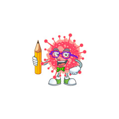 Sticker - Coronavirus emergency clever student character using a pencil