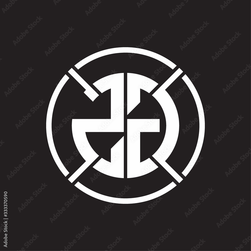 ZG Logo monogram with four part circle slash rounded design template ...