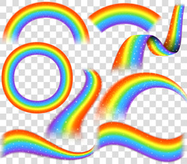 set of rainbow icon isolated on transparent background