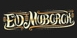© mihmihmal - Vector greeting card for Eid Mubarak, decorative flyer with curly calligraphic font, art design curls and flourishes, hanging lamps, swirly brush typeface for words eid mubarak on black background.