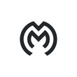 MM logo design. Line creative minimal monochrome monogram symbol.
