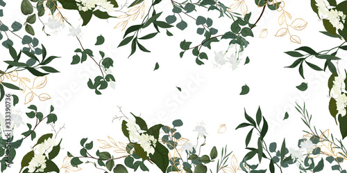Foto-Plissee zum Schrauben - luxury vintage floral line arts golden wallpaper design. Exotic botanical wallpaper, vintage boho style for textiles, fabric, paper, banner website, cover design Vector illustration.  (von vectortwins)