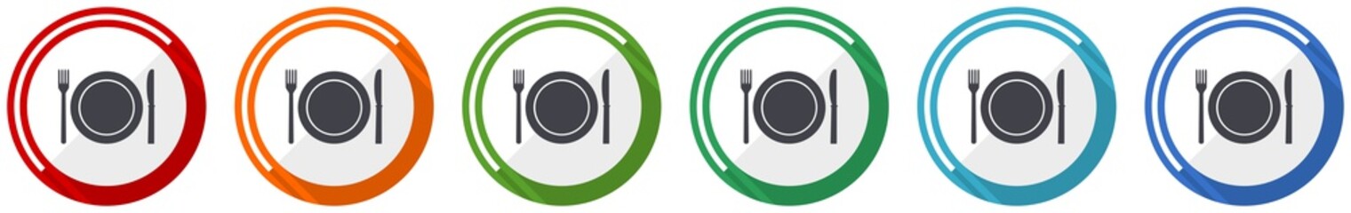 Poster - Restaurant icon set, flat design vector illustration in 6 colors options for webdesign and mobile applications