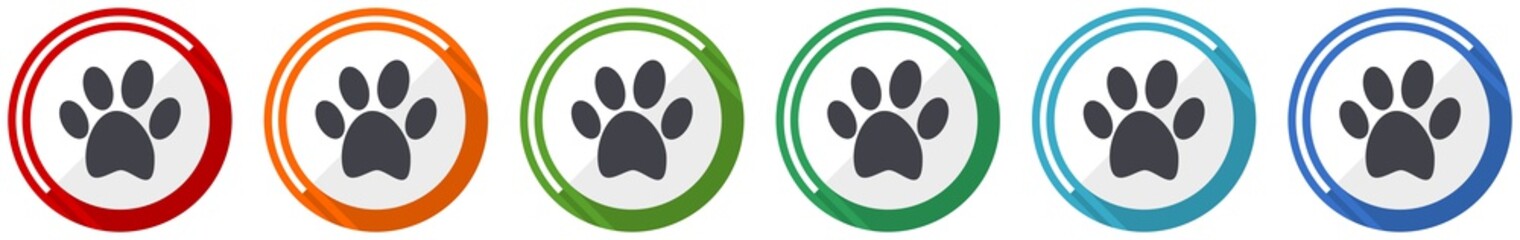 Aufkleber - Foot icon set, flat design vector illustration in 6 colors options for webdesign and mobile applications