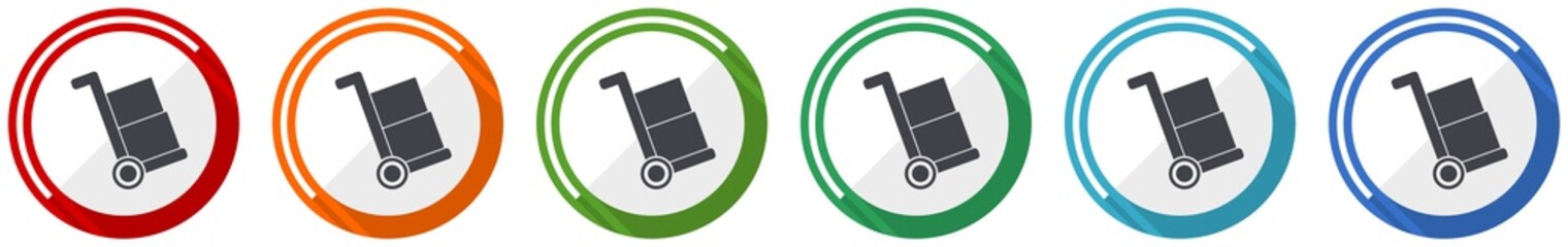Fototapete - Delivery service icon set, shipping barrow flat design vector illustration in 6 colors options for webdesign and mobile applications