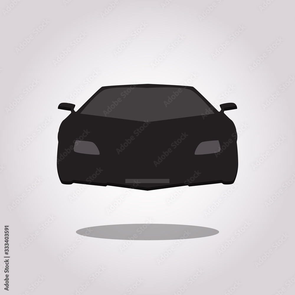 Sport car front view icon on transparent background.Black silhouette ...
