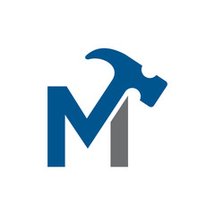 Wall Mural - Letter M Hammer Building Services, Repair, Renovation and Construction Logo Design 