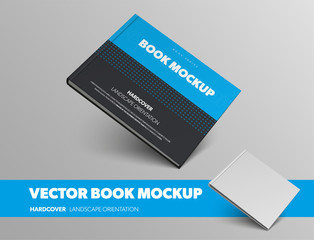Aufkleber - Realistic vector book template, with abstract pattern, in blue and black hardcover, for presentation design.
