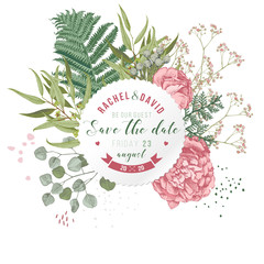 Wall Mural - Save the date floral card