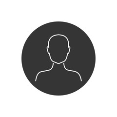 Poster - Avatar Flat Style Vector Line Icon. User Sign Icon. Human Avatar Black Icon Vector Illustration