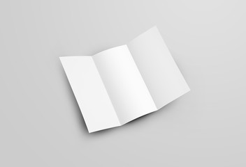 Aufkleber - Mockup of white blank paper trifold, open brochure with shadows for design presentation.