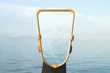 Surreal Image Of A Transparent Mirror; Concept Of Door To Freedom