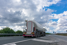 Tank Truck For The Transport Of Bulk Cement On The Highway