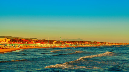 Wall Mural - beautiful sunset view on forte dei marmi beach