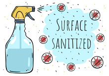 A Poster Disinfectant Spray Eliminates Viruses. Surface Sanitized.