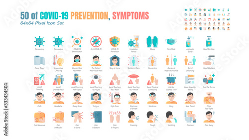 Fotografía Simple Set of Covid-19 Prevention Flat Icons