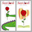 Sant Jordi. Catalonia traditional celebration. Two points from the book of Sant Jordi