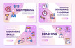 Mentoring linear color icon set. Coaching, sport coach, mentor and team work. Development concept