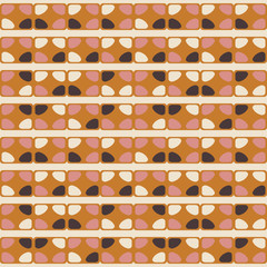 Poster - Geometric seamless pattern. Vector background with simple shapes like semi cirles and squares in neutral muted pastel colors.