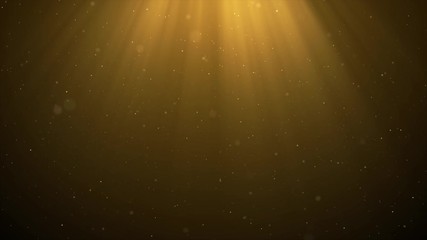 Wall Mural - beautiful 4k gold floating dust particles with flare on black background in slow motion. looped 3d a