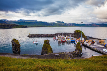 Canvas Print - White and red fishing boat