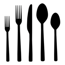 The Contours Of The Cutlery. Spoon, Fork ,knife . Restaurant Food Line Icon. Dinner Sign. Hotel Service . Quality Design Element.Restaurant Icon. Editable Stroke.