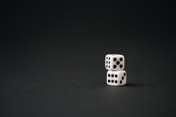 Wall Mural - white dice on black with copy space