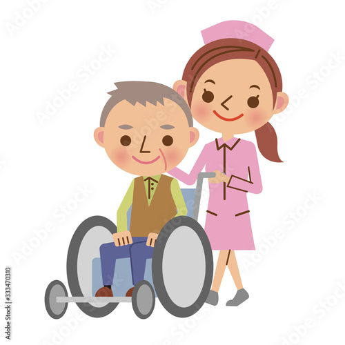 老人の車いすを押す看護師 ナース Stock Vector Adobe Stock 老人の車いすを押す看護師 ナース Stock Vector Adobe Stock