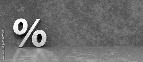 Fotografía Percent sign on concrete wall an floor background series 3D render