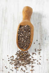 Sticker - chia seeds on wooden surface