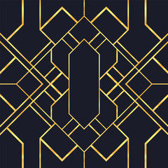 Wall Mural - vintage gold black art deco seamless pattern