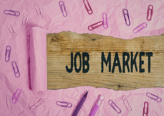 Wall Mural - Writing note showing Job Market. Business concept for group of individuals seeking employment within an economy