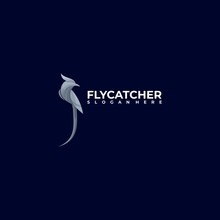 Vector Logo Illustration Flycatcher Colorful Style.