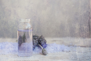 Lavender treatment on wooden table