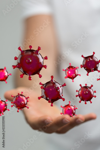 Cuadros en Lienzo mikro digital epidemic corona virus nCoV , Novel Coronavirus 19-NCP