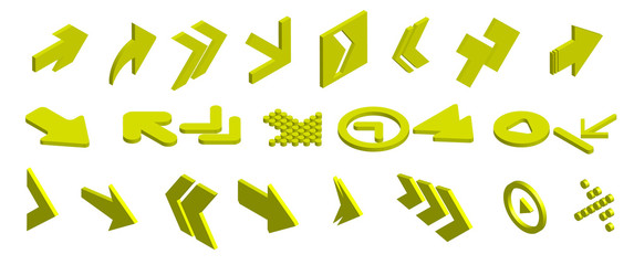 Poster - Set of isometric arrows orange. Vector illustration.