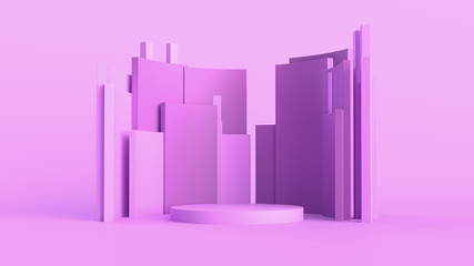 Poster - 3d abstract background with pedestal. simple shapes, smooth light, soft shadows. roughness materials
