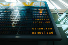 Cancelled Flights Are Shown On Display Panel At Berlin-Tegel Airport, Berlin, Germany