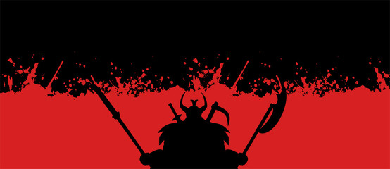 Sticker - Design of shogun on black and red background