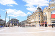 Comedy square of Montpellier and its three graces fountain, Herault, France 