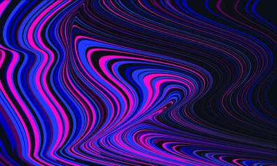 Abstract realistic spirals lines with blue, pink color. Psychedelic design retro style. 3d topography relief. Art texture with bright curved stripe for banner, poster, magazine, cover. Vector illustra