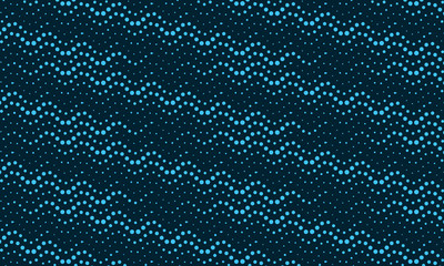 Poster - blue color abstract waves. dots halftone design