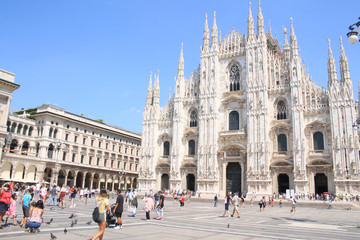 Wall Mural - Piazza del Duomo, the main piazza of Milan and Cathedral-Basilica of the Nativity of Saint Mary, the largest Gothic cathedral in the world, Lombardy, Italy