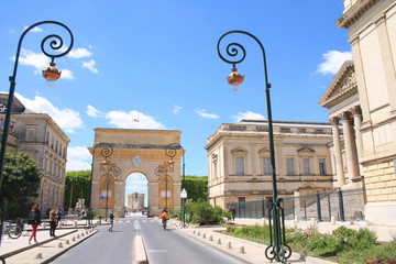 Wall Mural - The famous Triumphal arch, monument in the historic center of Montpellier city, France