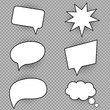 © grate_art - Collection of comic speech bubble with halftone shadow. Design elements for communication, thinking. Chat bubble for website. Set of thinking bubble in vintage style on isolated background. EPS 10.